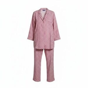Pine Cone Hill Pajama Set Womens Medium Pink Geometric Print 100% Cotton Retired